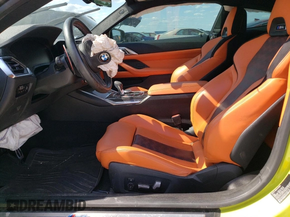 2021 BMW M4 Competition with VIN WBS33AZ05MCG52173, listed as a Copart auction lot 56218244 with 0 mi miles and Salvage Title. Bid and sale history available at carsss.com. Image 7.