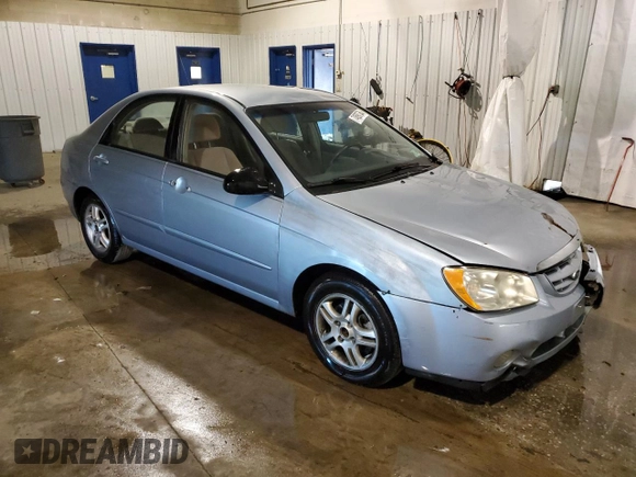 2005 Kia Spectra LX with VIN KNAFE121955160165, listed as a Copart auction lot 74695764 with 160,670 mi miles and Salvage Title. Bid and sale history available at carsss.com. Image 4.