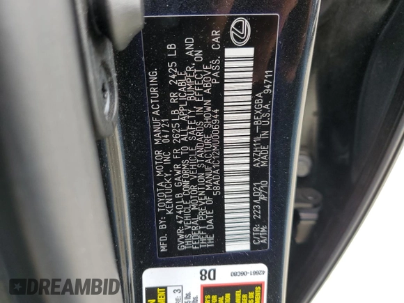 2021 Lexus ES 300h z VIN 58ADA1C12MU006944, wystawiony jako Copart lot #54704865 z przebiegiem 77 186 mil mil oraz Szkoda całkowita • Salvage title. Historia ofert i sprzedaży dostępna na DreamBid. Obrazek 12.