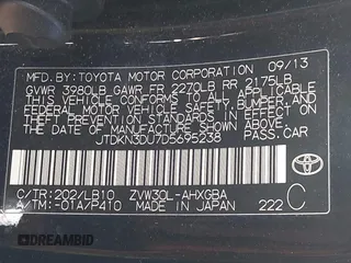 2013 Toyota Prius One with VIN JTDKN3DU7D5695238, listed as a IAAI auction lot 42034921 with 113,383 mi miles. Bid and sale history available at carsss.com. Image 9.