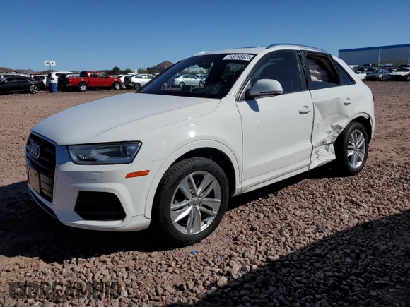2017 Audi Q3 Premium with VIN WA1ECCFSXHR003528, listed as a Copart auction lot 49748425 with 91,161 mi miles and Salvage Title. Bid and sale history available at carsss.com. Image 1.