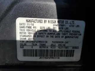 2015 Infiniti Q40 with VIN JN1CV6AP4FM503130, listed as a Copart auction lot 85010864 with 131,839 mi miles and Salvage Title. Bid and sale history available at carsss.com. Image 12.