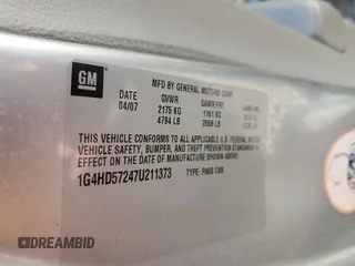 2007 Buick Lucerne V6 CXL with VIN 1G4HD57247U211373, listed as a Copart auction lot 52008285 with 130,450 mi miles and Salvage Title. Bid and sale history available at carsss.com. Image 12.