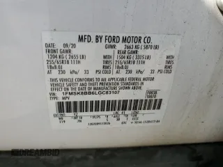 2020 Ford Explorer with VIN 1FMSK8BB6LGC83107, listed as a Copart auction lot 72339414 with Not Provided miles and Salvage Title. Bid and sale history available at carsss.com. Image 14.