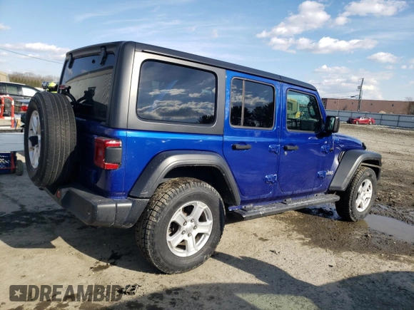 2019 Jeep Wrangler Unlimited Sport S with VIN 1C4HJXDG6KW582301, listed as a Copart auction lot 43180525 with 64,477 mi miles and Salvage title. Bid and sale history available at DreamBid. Image 3.