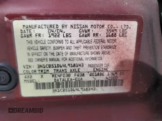 2004 Nissan Sentra S z VIN 3N1CB51D64L918143, wystawiony jako Copart lot #58774975 z przebiegiem 254 824 mil mil oraz Nie do naprawy • Non repairable. Historia ofert i sprzedaży dostępna na DreamBid. Obrazek 12.