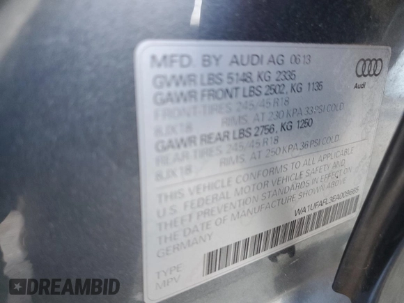 2014 Audi allroad Premium Plus with VIN WA1UFAFL3EA009665, listed as a Copart auction lot 77601554 with 172,213 mi miles and Salvage Title. Bid and sale history available at carsss.com. Image 13.