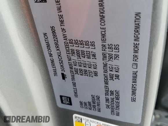 2024 GMC Yukon AT4 with VIN 1GKS2CKLXRR228905, listed as a Copart auction lot 47406685 with 11,025 mi miles and Salvage Title. Bid and sale history available at carsss.com. Image 13.