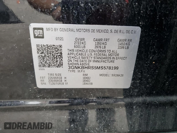 2021 Chevrolet Blazer LT с VIN 3GNKBHRS5MS578199, выставлен на аукционе Copart как лот 66315895 с пробегом 68 179 миль миль и Списание • Salvage title. История ставок и продаж доступна на DreamBid. Изображение 13.