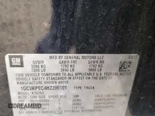 2017 Chevrolet Silverado 1500 Custom with VIN 1GCVKPEC4HZ286101, listed as a Copart auction lot 48400425 with 43,874 mi miles and Salvage Title. Bid and sale history available at DreamBid. Image 14.