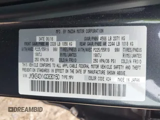 2016 Mazda CX-5 Grand Touring with VIN JM3KE4DYXG0830150, listed as a IAAI auction lot 41961007 with 142,570 mi miles and . Bid and sale history available at DreamBid. Image 9.