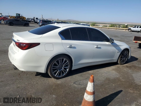 2018 Infiniti Q50 Red Sport 400 with VIN JN1FV7AP3JM461528, listed as a Copart auction lot 54928565 with 91,501 mi miles and Clean Title. Bid and sale history available at DreamBid. Image 3.