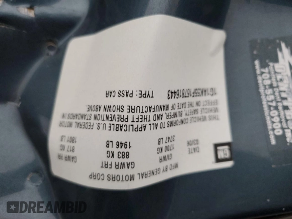 2006 Chevrolet Cobalt LS with VIN 1G1AK55F167816443, listed as a Copart auction lot 82032954 with Not Provided miles and Salvage Title. Bid and sale history available at DreamBid. Image 12.