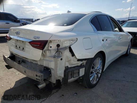 2019 Infiniti Q50 Luxe with VIN JN1EV7AP2KM515513, listed as a Copart auction lot 59893895 with 124,644 mi miles and Salvage title. Bid and sale history available at DreamBid. Image 3.