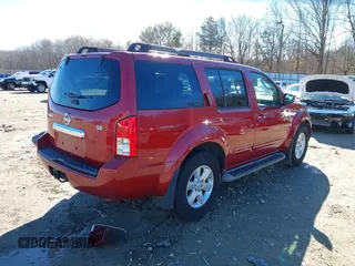 2008 Nissan Pathfinder S with VIN 5N1AR18U98C643086, listed as a IAAI auction lot 41282206 with 134,388 mi miles. Bid and sale history available at carsss.com. Image 4.