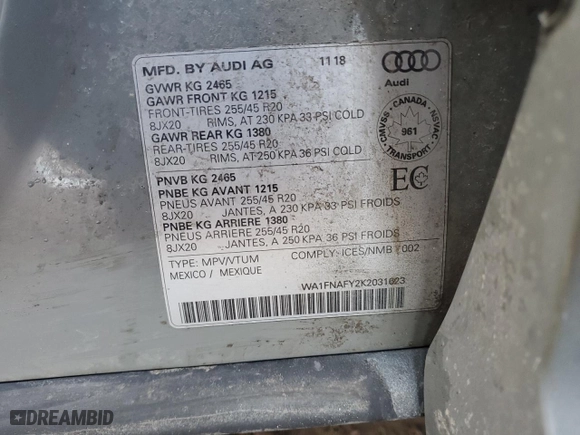 2019 Audi Q5 Prestige with VIN WA1FNAFY2K2031623, listed as a Copart auction lot 49872755 with 0 mi miles and Salvage Title. Bid and sale history available at carsss.com. Image 14.