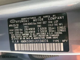 2018 Hyundai Kona Ultimate with VIN KM8K53A51JU134074, listed as a Copart auction lot 82484844 with 48,962 mi miles and Salvage Title. Bid and sale history available at carsss.com. Image 15.