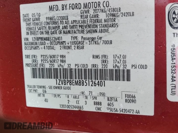 2011 Ford Mustang V6 with VIN 1ZVBP8EM8B5126401, listed as a Copart auction lot 82474674 with 170,384 mi miles and Salvage Title. Bid and sale history available at carsss.com. Image 14.
