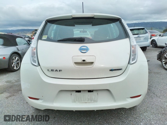 2015 Nissan LEAF SV with VIN 1N4AZ0CPXFC321799, listed as a Copart auction lot 35754823 with 55,371 mi miles. Bid and sale history available at carsss.com. Image 6.