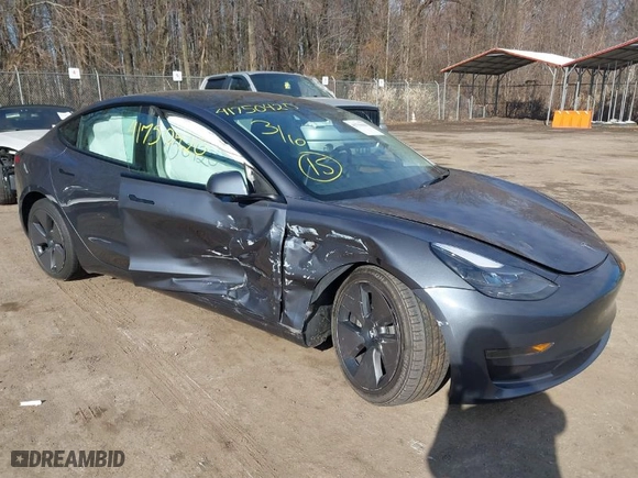 2023 Tesla Model 3 with VIN 5YJ3E1EA7PF641292, listed as a IAAI auction lot 41750420 with 111,370 mi miles. Bid and sale history available at carsss.com. Image 1.