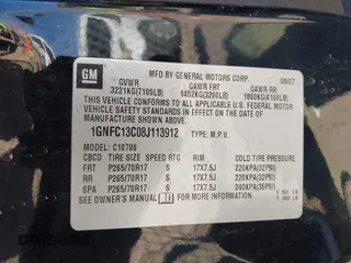 2008 Chevrolet Tahoe LS with VIN 1GNFC13C08J113912, listed as a IAAI auction lot 41743137 with 138,023 mi miles and . Bid and sale history available at DreamBid. Image 9.