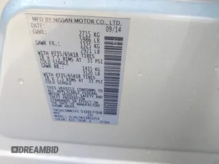 2015 Infiniti QX60 with VIN 5N1AL0MN5FC500398, listed as a IAAI auction lot 41979650 with 265,446 mi miles and . Bid and sale history available at DreamBid. Image 9.