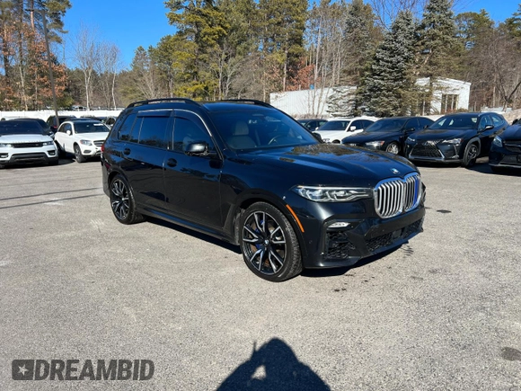 2019 BMW X7 xDrive50i z VIN 5UXCX4C53KLB39548, wystawiony jako Copart lot #47834905 z przebiegiem 159 191 mil mil oraz Czysty tytuł • Clean title. Historia ofert i sprzedaży dostępna na DreamBid. Obrazek 1.