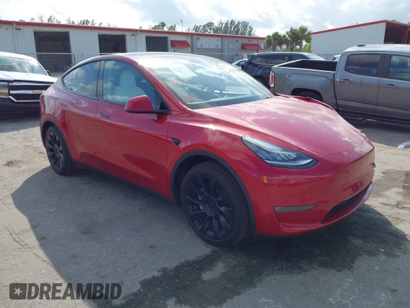 2023 Tesla Model Y Long Range with VIN 7SAYGDEE1PA154996, listed as a IAAI auction lot 41472595 with 24,861 mi miles and . Bid and sale history available at DreamBid. Image 1.