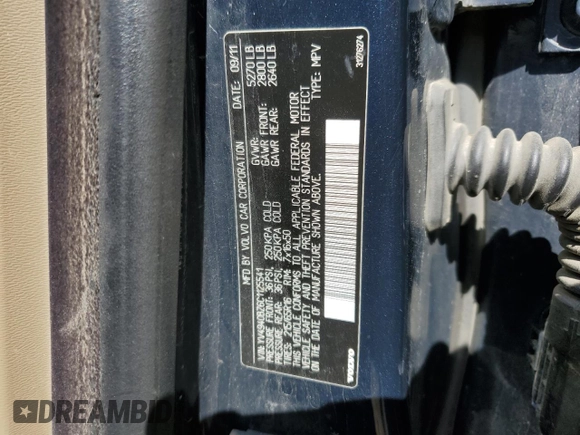 2012 Volvo XC70 3.2L with VIN YV4940BZ6C1125541, listed as a Copart auction lot 69320484 with Not Provided miles and Salvage Title. Bid and sale history available at DreamBid. Image 13.