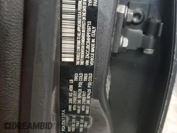2017 Jeep Renegade Trailhawk with VIN ZACCJBCB4HPF09713, listed as a Copart auction lot 44865445 with 166,617 mi miles and Salvage title. Bid and sale history available at DreamBid. Image 13.