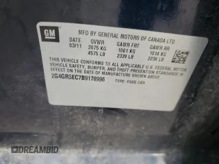 2011 Buick Regal CXL RL3 with VIN 2G4GR5EC7B9178996, listed as a Copart auction lot 80221204 with 126,810 mi miles and Salvage Title. Bid and sale history available at carsss.com. Image 12.