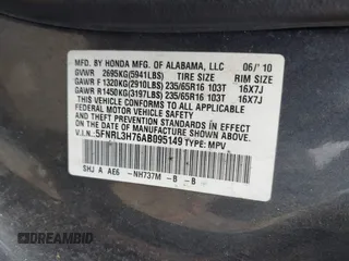 2010 Honda Odyssey EX-L с VIN 5FNRL3H76AB095149, выставлен на аукционе IAAI как лот 42419704 с пробегом 223 951 миль миль и . История ставок и продаж доступна на DreamBid. Изображение 9.