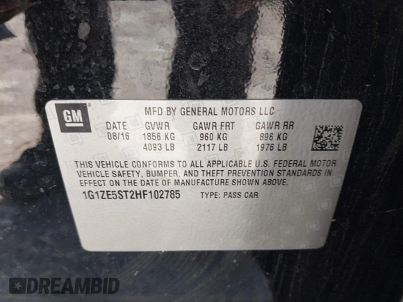 2017 Chevrolet Malibu LT with VIN 1G1ZE5ST2HF102785, listed as a IAAI auction lot 40852117 with 97,349 mi miles and . Bid and sale history available at DreamBid. Image 9.