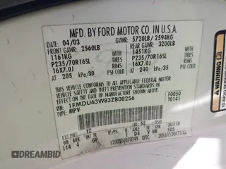 2003 Ford Explorer XLT с VIN 1FMDU63W83ZB08256, выставлен на аукционе IAAI как лот 42015597 с пробегом 248 856 миль миль и . История ставок и продаж доступна на DreamBid. Изображение 9.