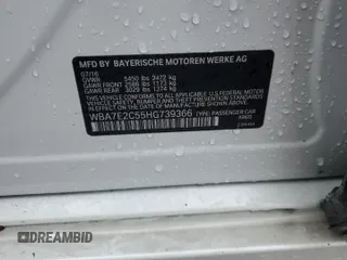 2017 BMW 7 Series 740i with VIN WBA7E2C55HG739366, listed as a Copart auction lot 45961575 with 0 mi miles and Salvage Title. Bid and sale history available at carsss.com. Image 12.