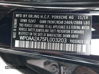 2015 Porsche Panamera 4 с VIN WP0AA2A75FL003203, выставлен на аукционе IAAI как лот 41080482 с пробегом 91 124 миль миль и . История ставок и продаж доступна на DreamBid. Изображение 9.