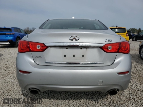2016 Infiniti Q50 Premium with VIN JN1CV7AR2GM252066, listed as a Copart auction lot 53565405 with 163,870 mi miles and Salvage Title. Bid and sale history available at DreamBid. Image 6.