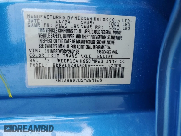 2025 Nissan Sentra SR с VIN 3N1AB8DV0SY269128, выставлен на аукционе Copart как лот 57147435 с пробегом 393 миль миль и Списание • Salvage title. История ставок и продаж доступна на DreamBid. Изображение 12.