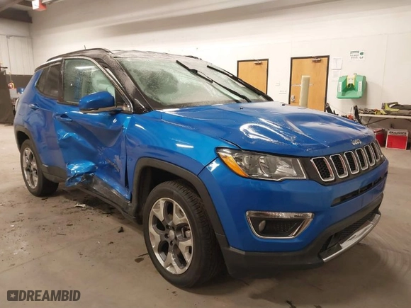 2020 Jeep Compass Limited with VIN 3C4NJDCB4LT159117, listed as a IAAI auction lot 41428741 with 59,337 mi miles. Bid and sale history available at carsss.com. Image 1.