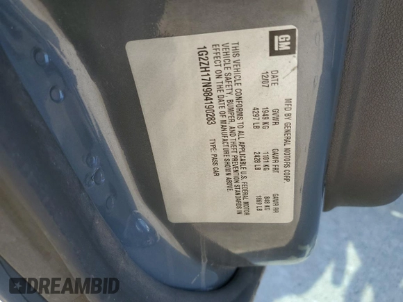 2008 Pontiac G6 GT with VIN 1G2ZH17N984190283, listed as a Copart auction lot 52762585 with 205,820 mi miles and Salvage title. Bid and sale history available at DreamBid. Image 13.