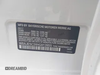 2017 BMW 5 Series 540i with VIN WBAJE5C3XHG913955, listed as a IAAI auction lot 41499473 with 107,227 mi miles and . Bid and sale history available at carsss.com. Image 9.