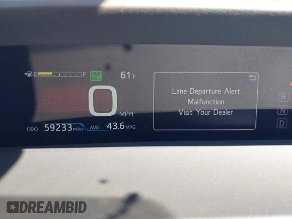 2017 Toyota Prius Two with VIN JTDKBRFU4H3036656, listed as a IAAI auction lot 41823354 with 59,233 mi miles and . Bid and sale history available at carsss.com. Image 7.