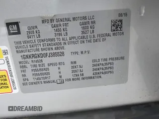 2015 Chevrolet Traverse LT with VIN 1GNKRGKD0FJ385528, listed as a IAAI auction lot 40298898 with 89,287 mi miles and . Bid and sale history available at DreamBid. Image 9.
