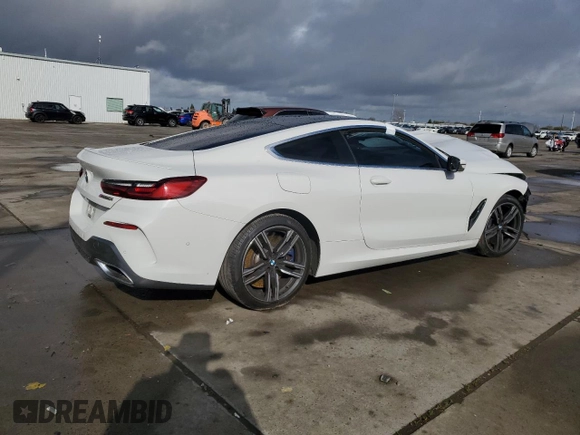 2019 BMW 8 Series M850i xDrive with VIN WBABC4C54KBJ35758, listed as a Copart auction lot 49276625 with 0 mi miles and Salvage Title. Bid and sale history available at carsss.com. Image 3.