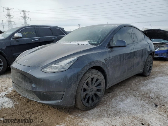 2021 Tesla Model Y Long Range with VIN 5YJYGDEE1MF203738, listed as a Copart auction lot 45924815 with 146,536 mi miles and Salvage Title. Bid and sale history available at carsss.com. Image 1.