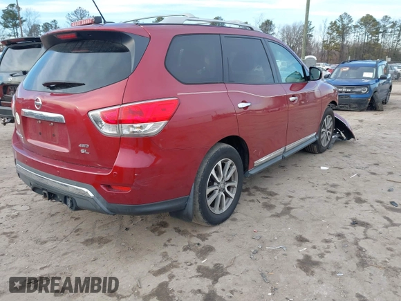 2013 Nissan Pathfinder SV with VIN 5N1AR2MMXDC611804, listed as a IAAI auction lot 41399219 with 185,384 mi miles. Bid and sale history available at carsss.com. Image 4.