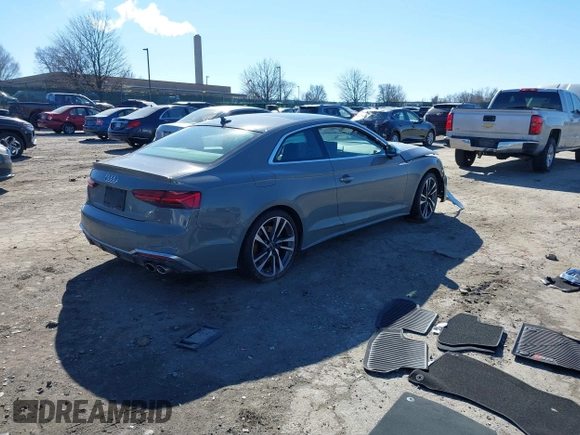 2022 Audi S5 Coupe Premium Plus with VIN WAUP4AF57NA010003, listed as a IAAI auction lot 41579995 with Not Provided miles. Bid and sale history available at carsss.com. Image 4.