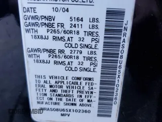 2005 Infiniti FX с VIN JNRAS08U65X102360, выставлен на аукционе Copart как лот 79888454 с пробегом 249 693 миль миль и Списание • Salvage title. История ставок и продаж доступна на DreamBid. Изображение 12.