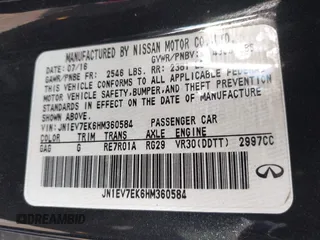 2017 Infiniti Q60 Sport with VIN JN1EV7EK6HM360584, listed as a IAAI auction lot 41931143 with 88,709 mi miles and . Bid and sale history available at DreamBid. Image 9.