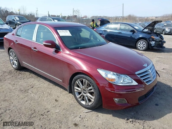 2011 Hyundai Genesis with VIN KMHGC4DF2BU124838, listed as a IAAI auction lot 41792783 with NaN miles. Bid and sale history available at carsss.com. Image 1.